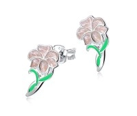 Hibiscus Blooming Silver Ear Stud STS-3469